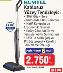 KUMTEL KABLOSUZ YÜZEY TEMİZLEYİCİ fiyat ve kampanya bilgisi